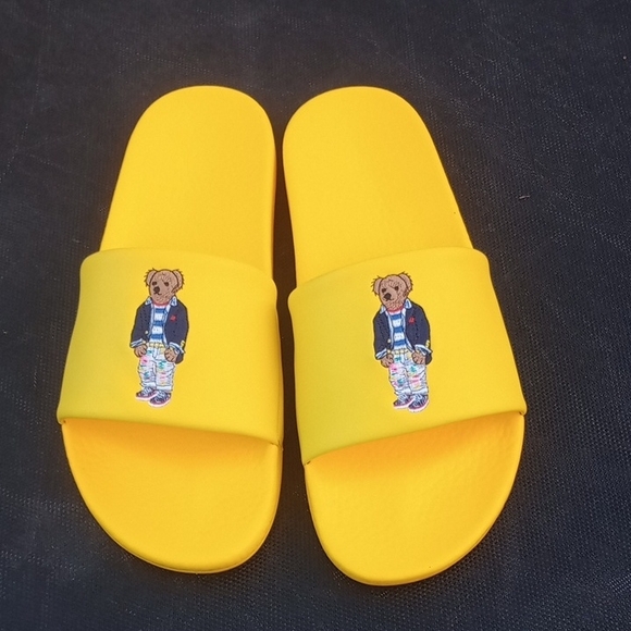 Polo by Ralph Lauren Yellow Teddy Bear Slide Sandals